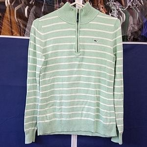 Green Striped Vineyard Vines Zip Sweater